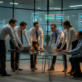 Business professionals discussing ServiceNow implementation strategy in modern office setting